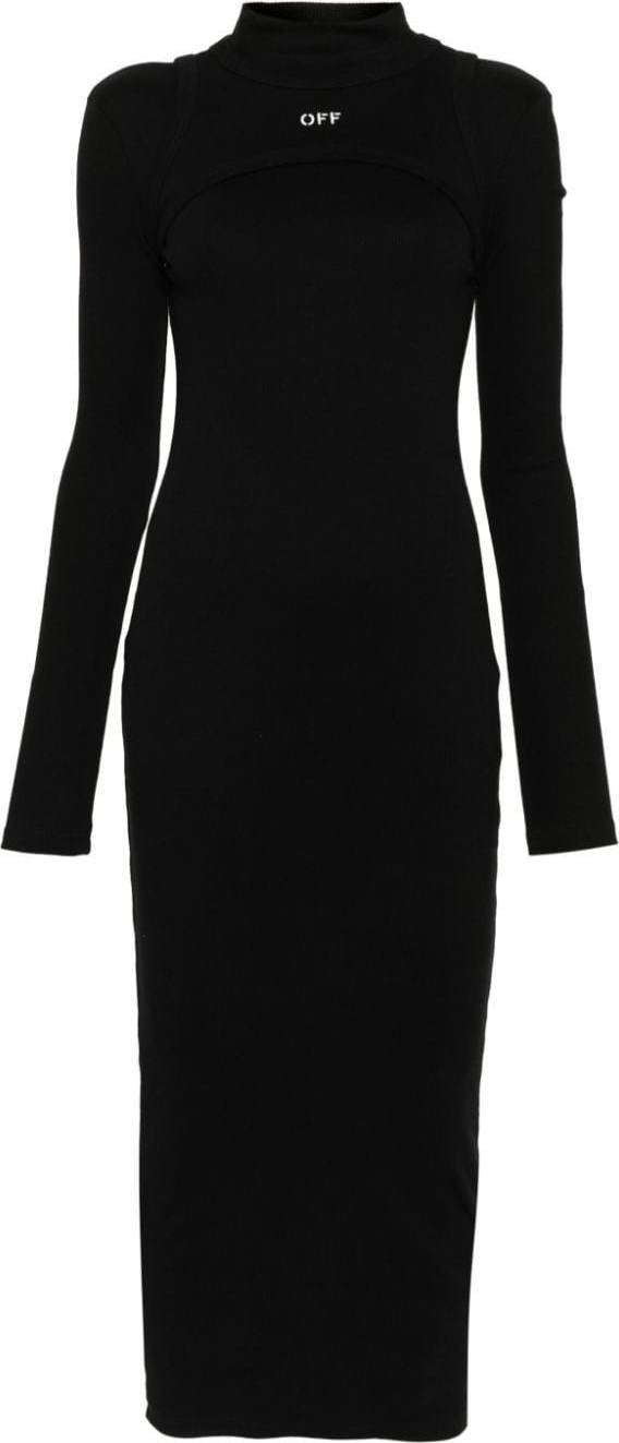 Off-White Off Stamp Ribbed Midi Dress - Off White