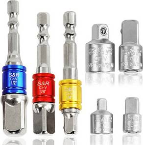 S&R 7-Piece Adapter Set with Holder Socket Bit