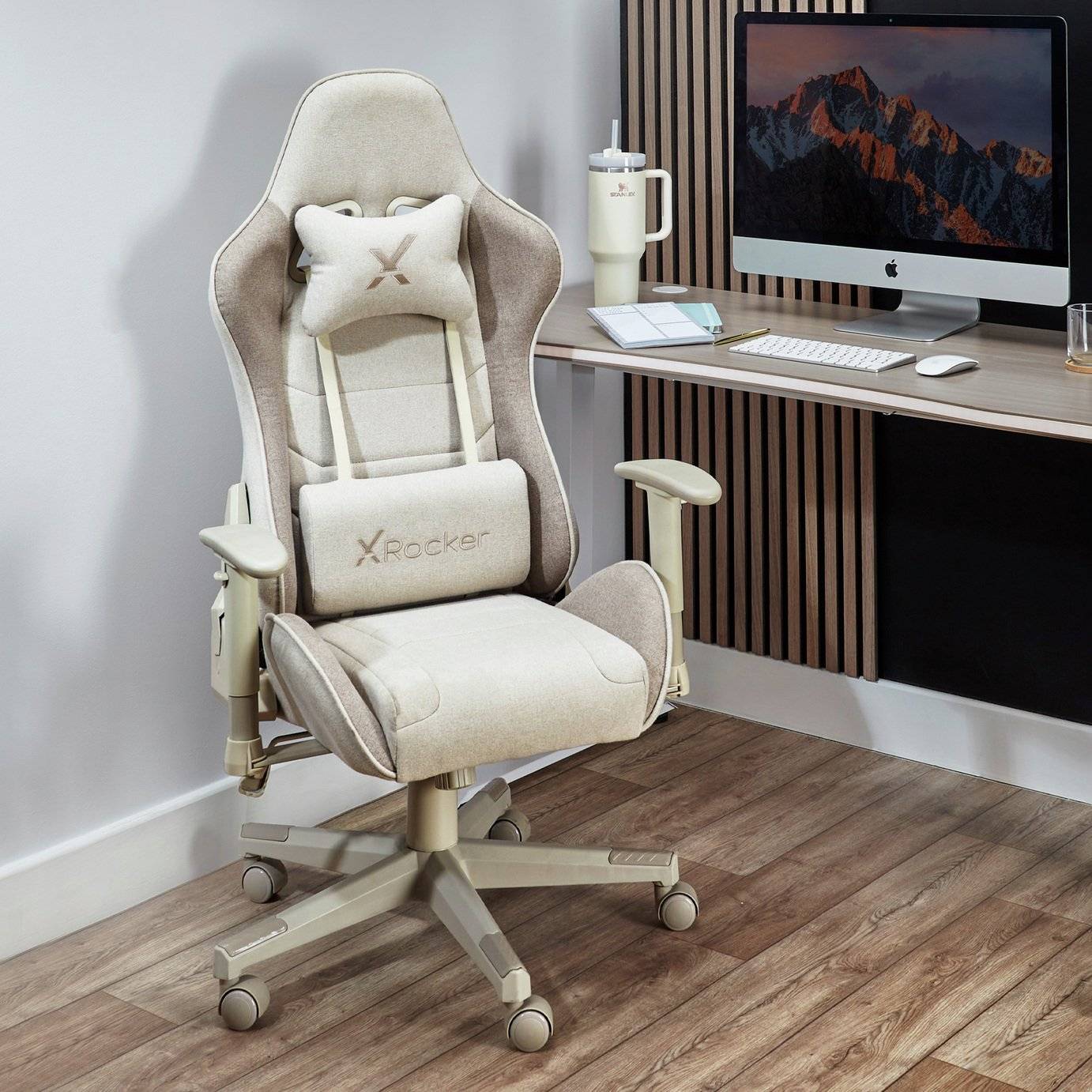 X rocker gaming chair X-Rocker X Rocker Alpha Fabric Office Gaming Chair Beige