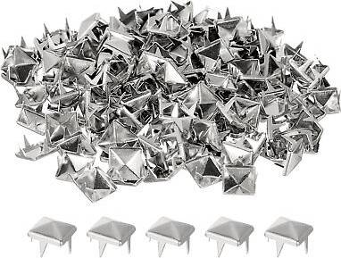 Uxcell 80 Pcs Square Pyramid Rivets 8mm - Silver