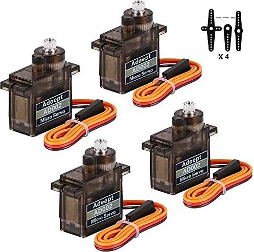 Arduino kit 4Pcs Micro Servo Motor Kit AD002 9G Servo Motor Metal Geared for DIY Smart Car Robot/Robotic Arm/STEM Raspberry Pi Arduino Project/Helicopter Plane