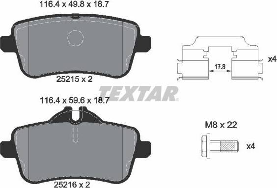 Textar Brake Pad Set 2521502