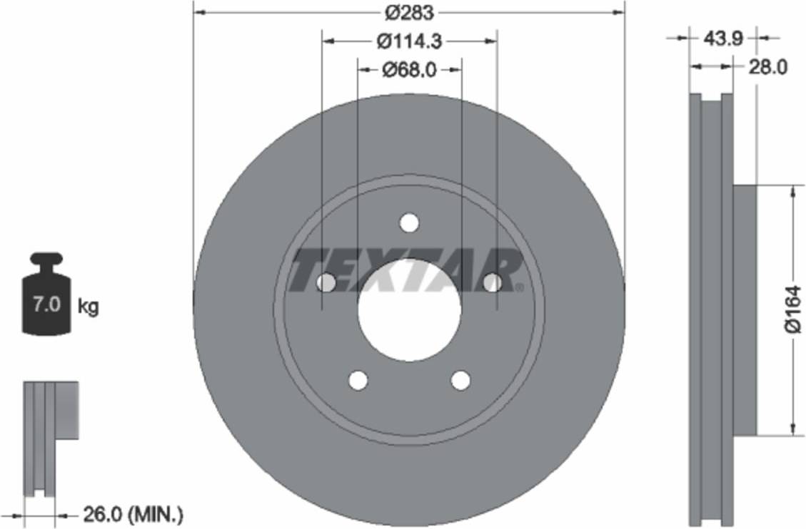 Textar Brake Disc PRO 92280103