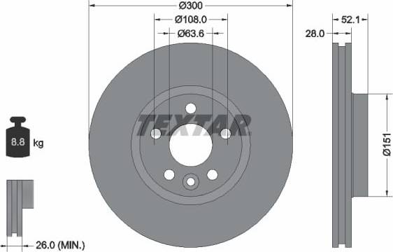 Textar Brake Disc PRO+ 92159205