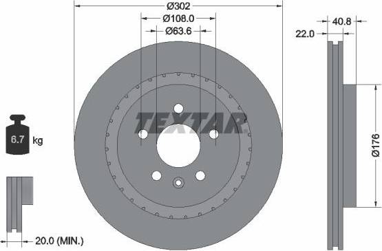 Textar Brake Disc Pro+ 92168305