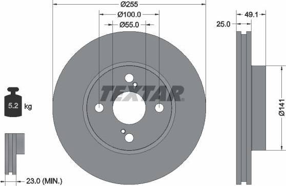 Textar Brake Disc PRO 92125903