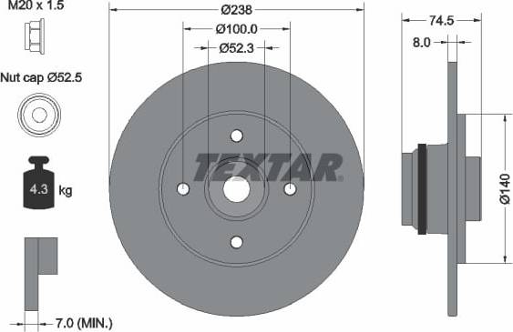Textar Brake Disc PRO 92154003