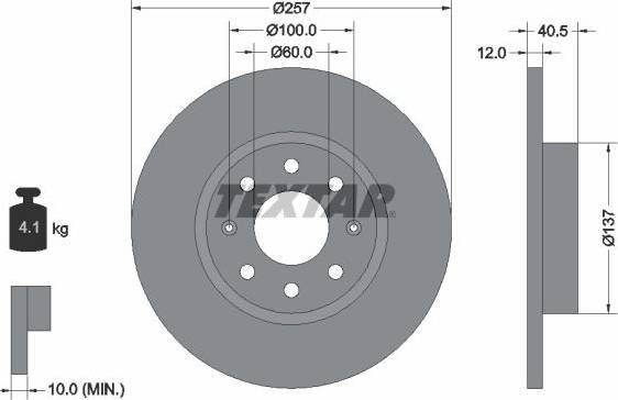 Textar Brake Disc PRO 92164603