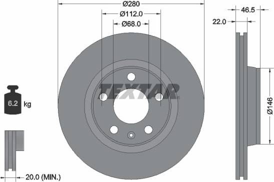 Textar Brake Disc PRO+ 92083505