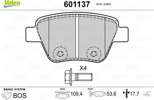 Valeo Brake Pad Set Rear Axle Anti-Squeak Plate