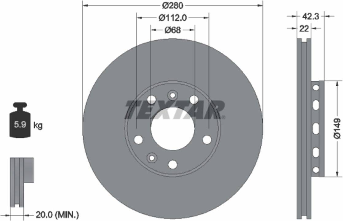Textar Brake Disc PRO 92152203