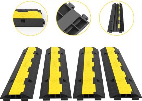 VEVOR Cable Protector Ramp 4 Packs 2 Channels Speed Bump Hump