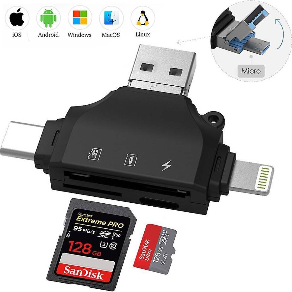 HKHBJS 4 In 1 Sd Kartenleser For Iphone Und Android, Camera Card Viewer