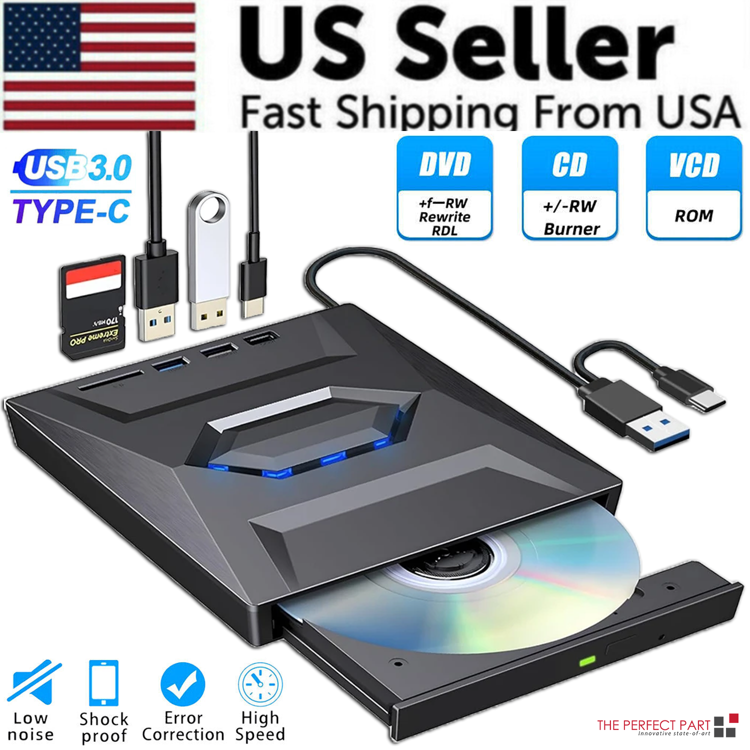 The Perfect Part 7 In 1 External Usb 3.0 Dvd Cd Rw Writer Drive