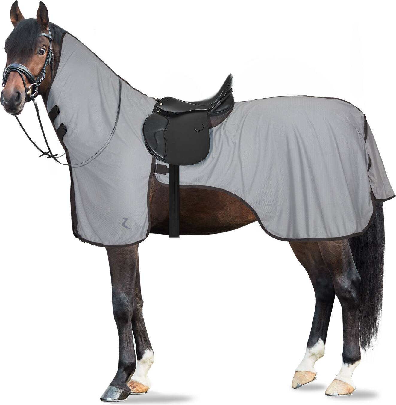 Horze Eira Fly Riding Rug with Detachable Neck, Grey, 135