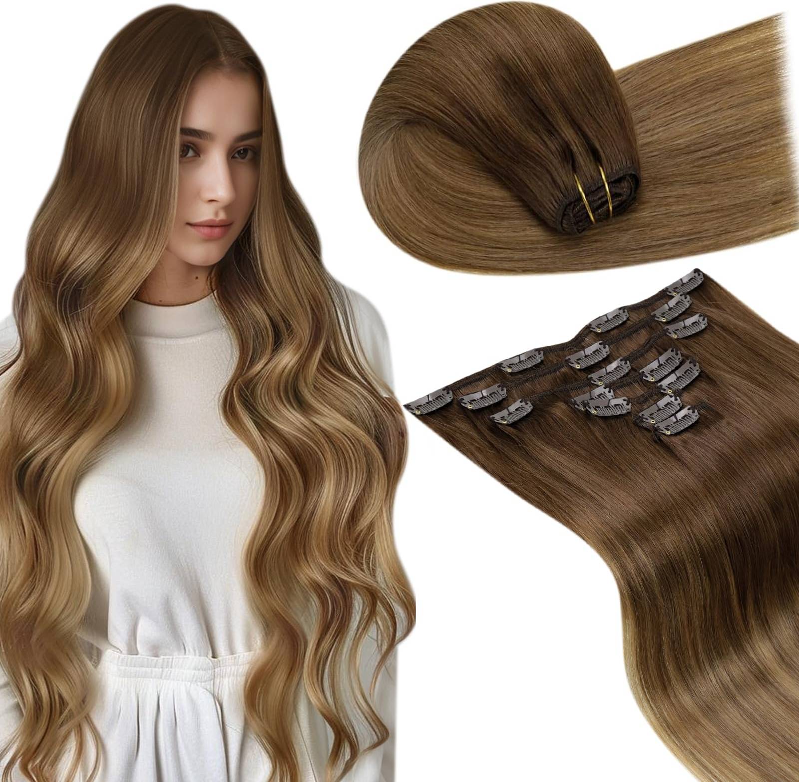 Hair extensions LaaVoo Clip In Hair Extensions 14 Inch 7 Pcs