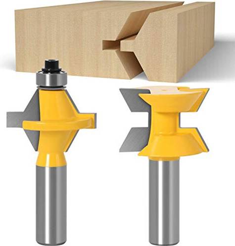 Aplus 1/2 Inch Shank Router Bit Set 120 Degree Tongue Groove Router Bit Set with Edge Banding Woodworking Groove Chisel Cutter