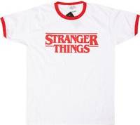 Stranger Things Main Logo Ringer T-Shirt - White/Red