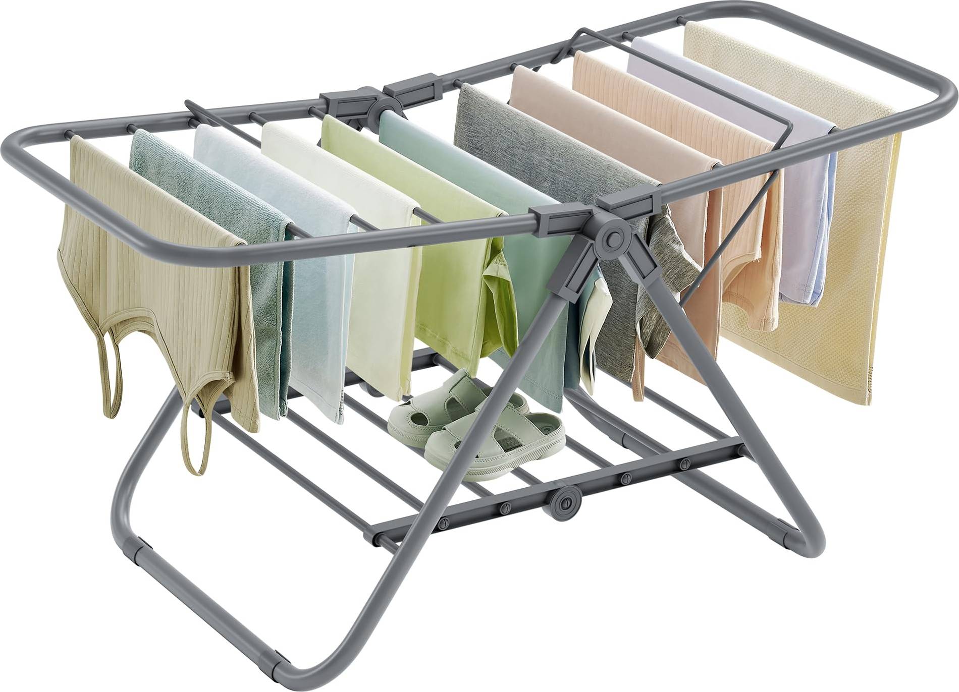 Foldable clothes drying rack Songmics Small Foldable 2-Level Clothes Drying Rack
