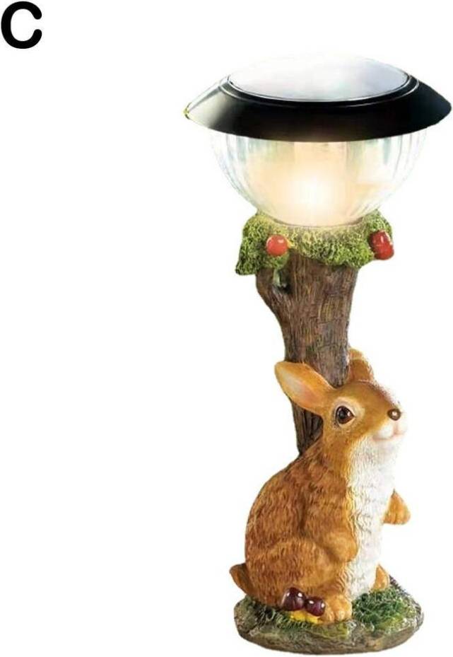 XYLFLY Cat Dog Rabbit Solar Lamp Statue