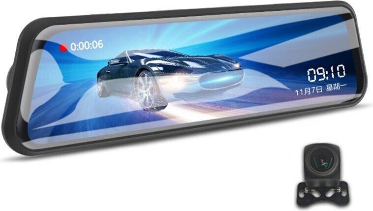 BCSMMCAR Double Lens Dash Cam Rear View Mirror