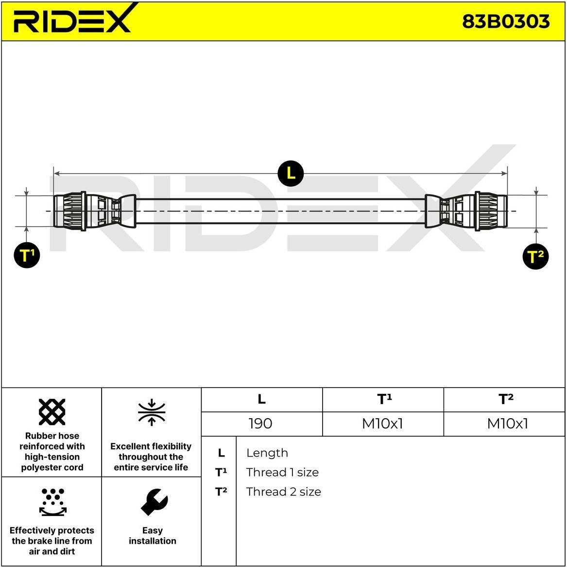 Ridex Brake Hose Rear Axle Both Sides