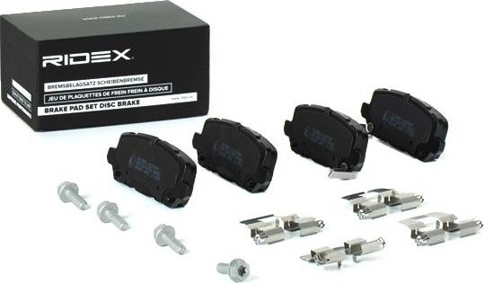 Ridex Brake Pad Set Rear Axle with Acoustic Wear Warning