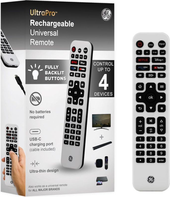 Universal tv remote GE Universal Remote Control Silver