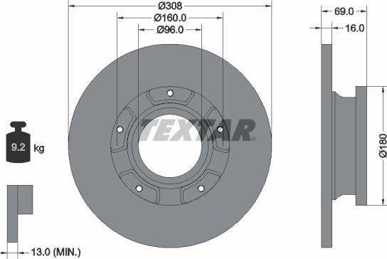 Textar Brake Disc PRO 92292603