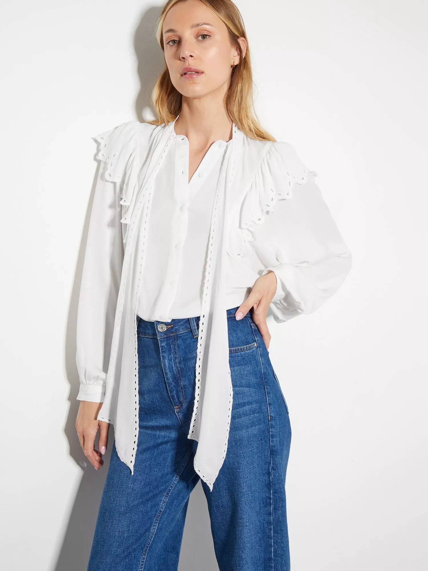 Monsoon Cassie Ruffle Top - Ivory