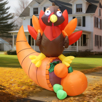 Syncfun 5ft Inflatable Turkey With LED Light Up Brown (7.6 In. L X 9.6 In. W X 11.0 In. H)
