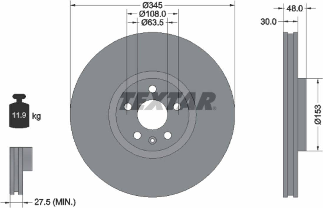 Textar Brake Disc Pro+ 92289805