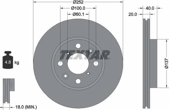 Textar Brake Disc Pro 92148903