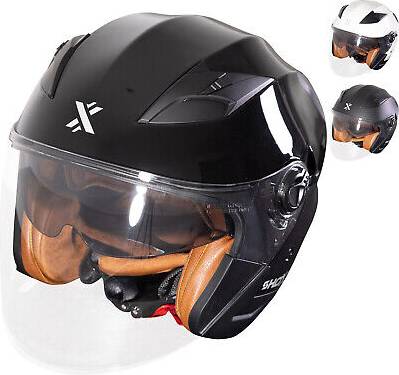 SHOX Defender Solid ECE R22.06 Open Face Motorcycle Helmet