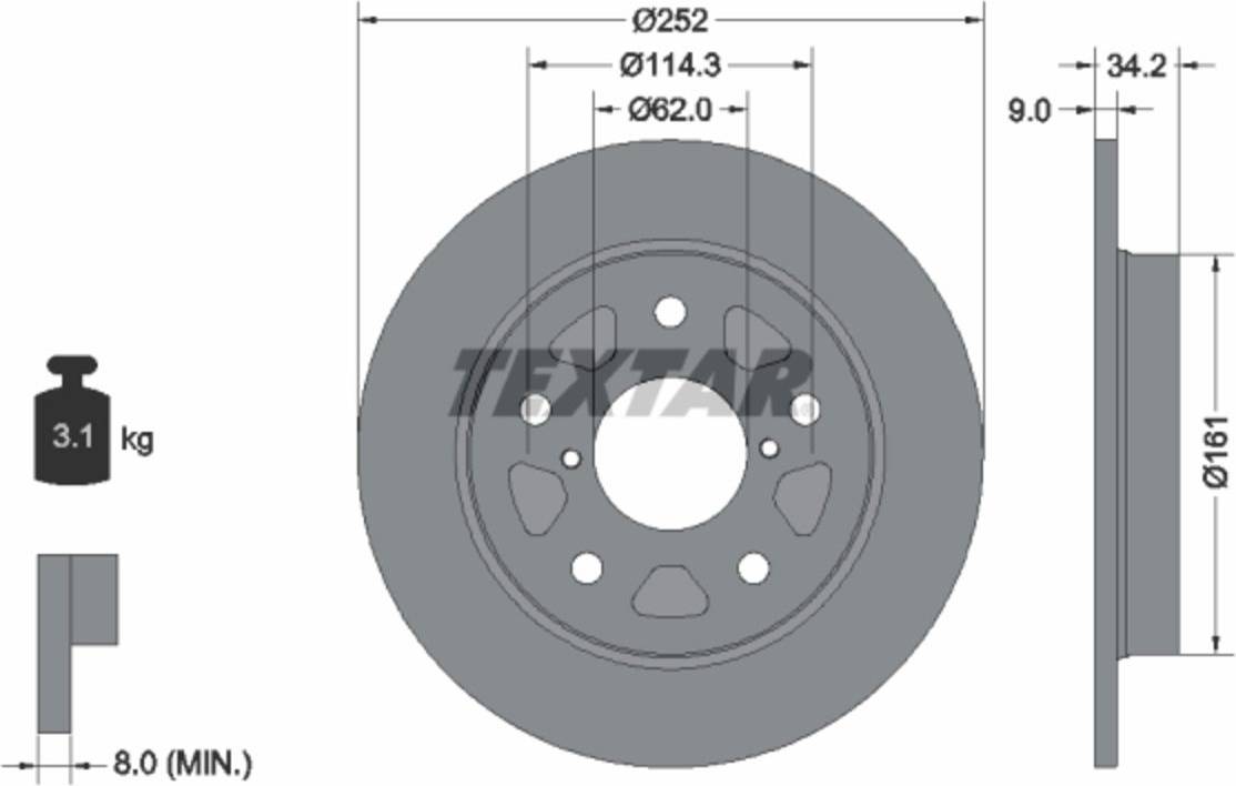 Textar Brake Disc Pro 92305703