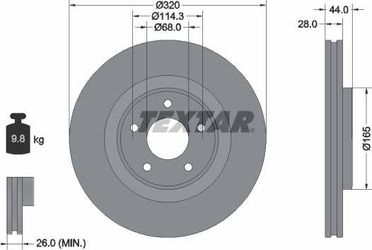 Textar Brake Disc Pro 92283503