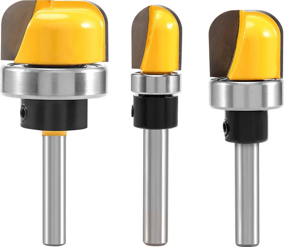 Tlily 3Pcs 1/4 Inch Bowl and Tray Router Bit, Bowl & Tray Template Router Bit Set with Ball Bearing
