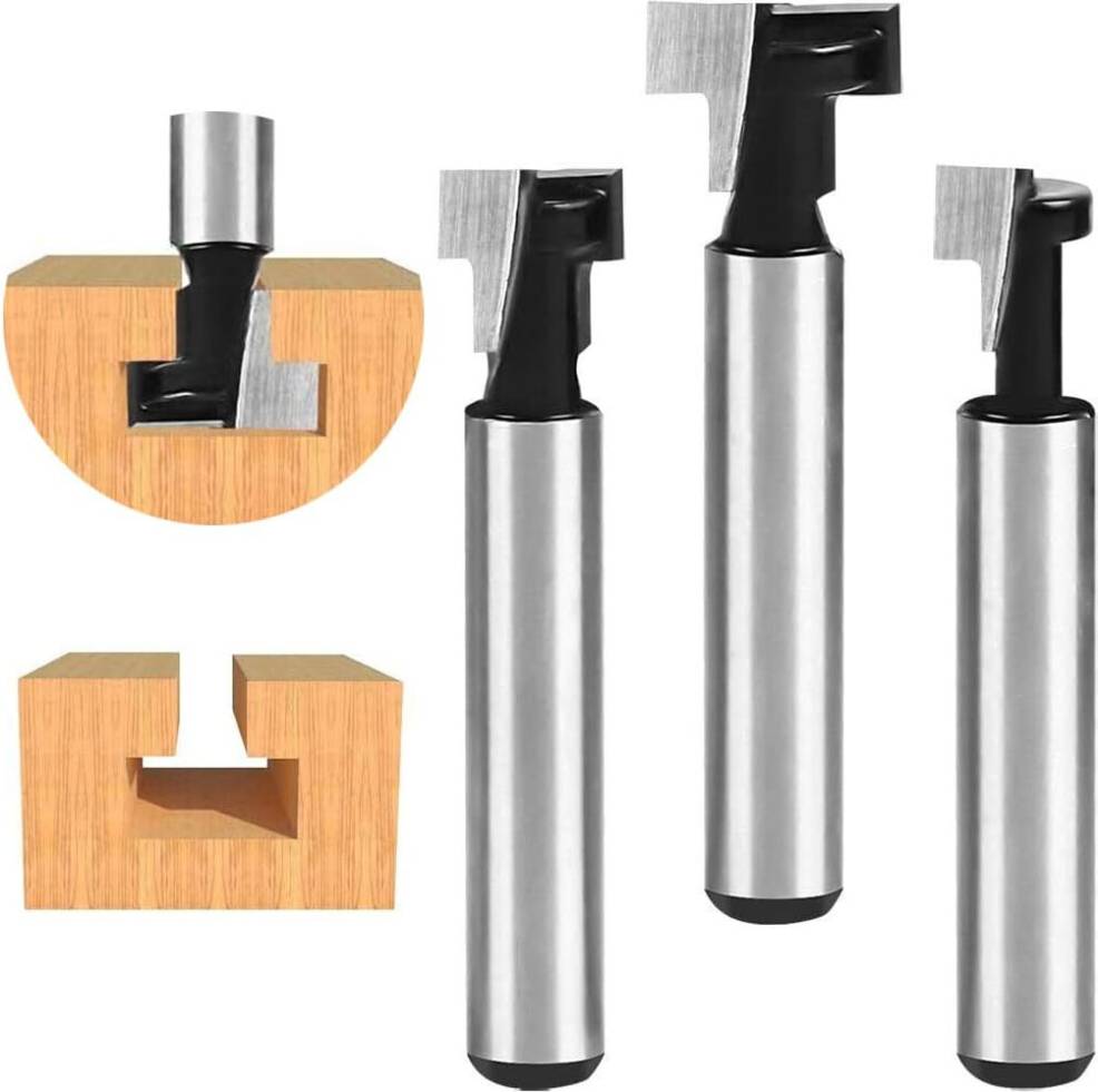 LimbO 8Mm T-Slot Router Bits, T-Slot Router Shape Router Bits, 3pcs (7.93/9.52/12.7Mm)