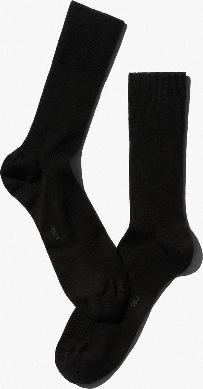 CDLP Mid Length Wool Rib Socks Black