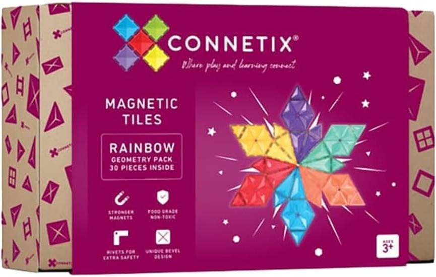 CONNETIX Magnetic Tiles Rainbow Geometry Pack 30pcs