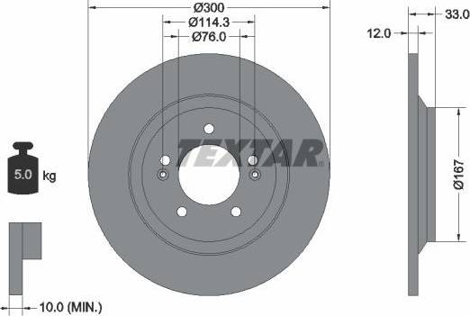 Textar Brake Disc Pro 92296303
