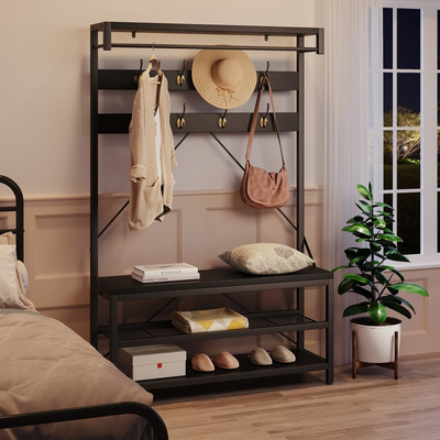 Shoe bench Gaomon Hallway Bench Black Shoe Rack
