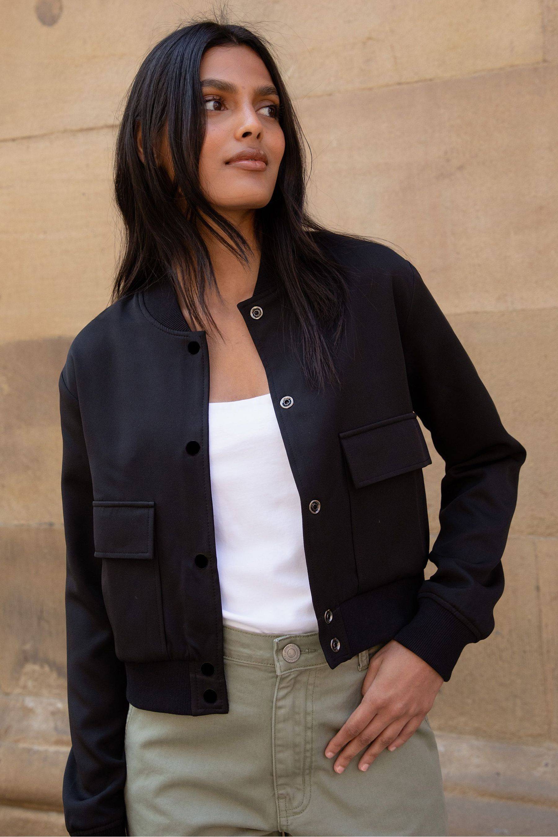Bomber jacket Threadbare Black Cropped Bomber Jacket