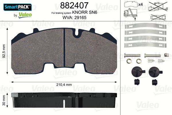 Valeo Brake Pad Set Rear Axle Without Bolts Screws