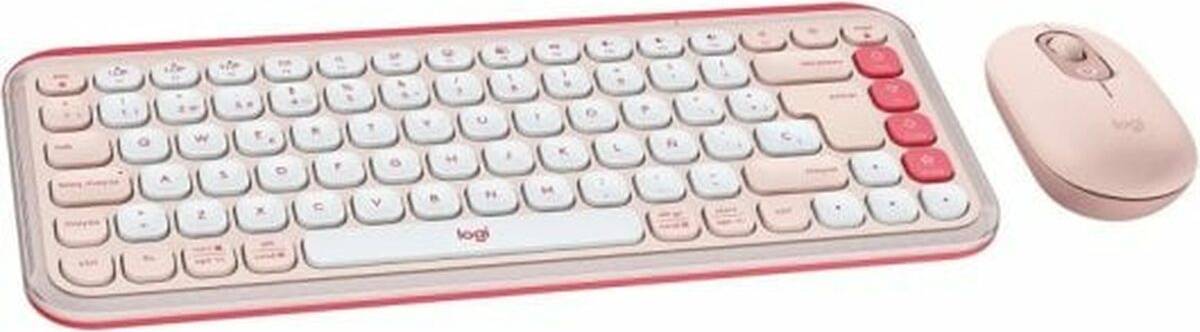 Logitech Pop Icon Qwerty Pink Keyboard Mouse