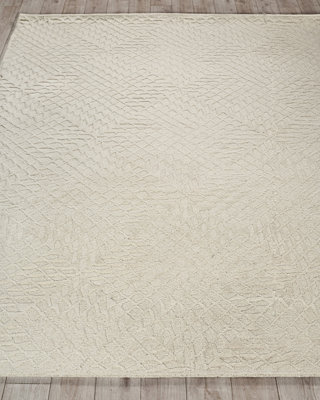 Exquisite Ivory Rectangle 4' x 6' Area Rug White