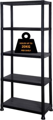 Crystals 5 Tier Plastic Racking Shelf Shelving System