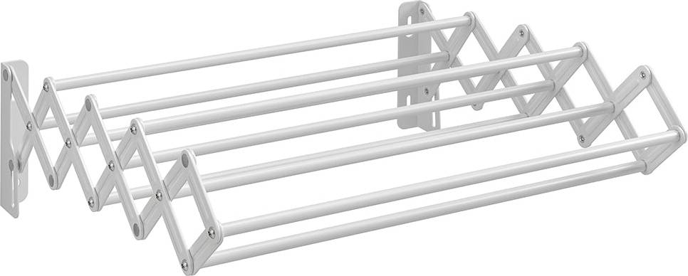 Wall mounted drying rack Songmics Wall-Mounted Expandable Steel Clothes Drying Rack with 9 Rods