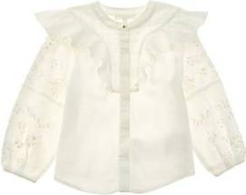 Chloé Girls Embroidered Ruffle Blouse - Ivory
