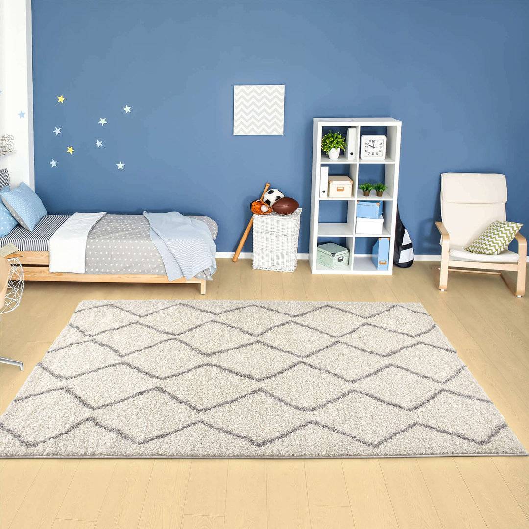 THE RUGS Moroccan Shaggy Collection Rug 140cm x 200cm Grey
